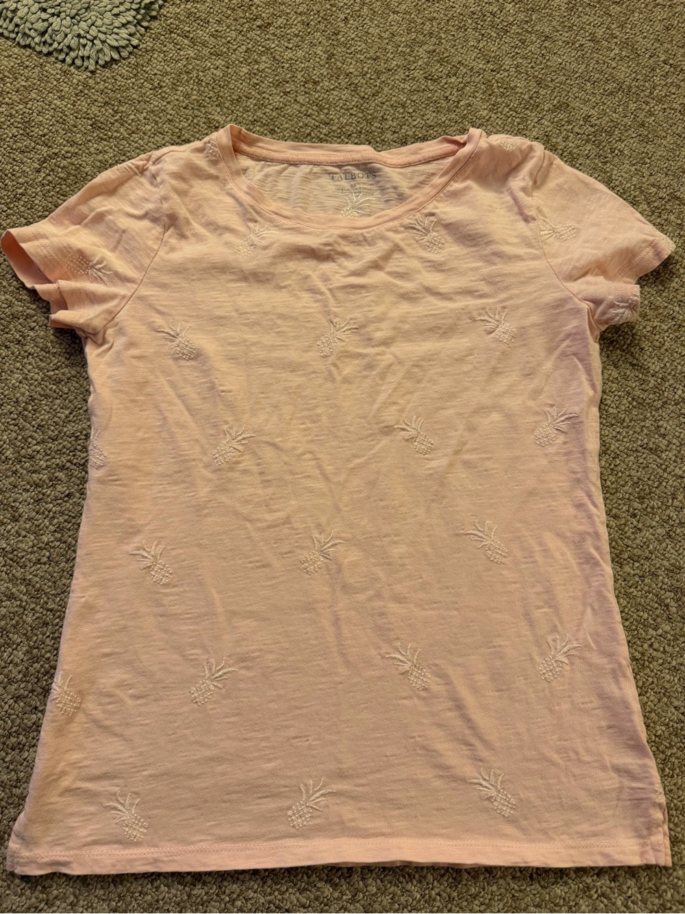 Talbots Light Pink Short Sleeve Embroidered Tee